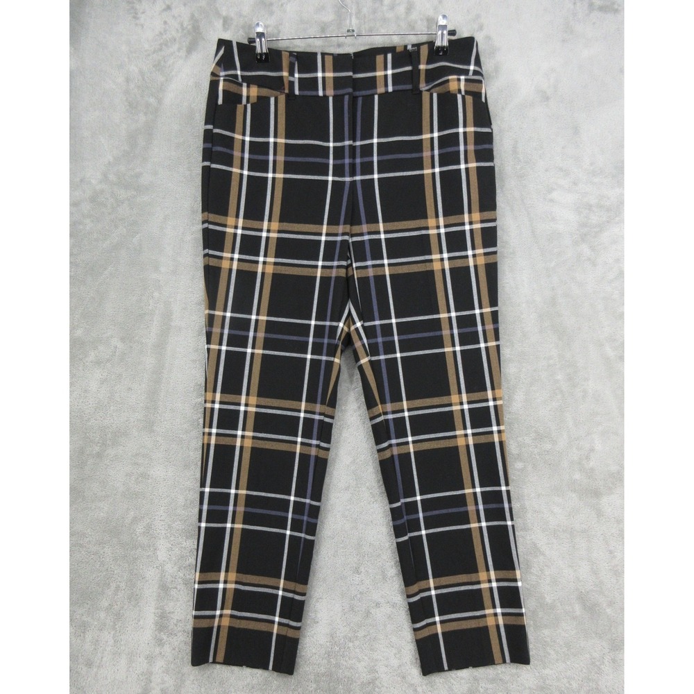 LOFT Pants Womens Size 8 Plaid Trousers Ankle Career Preppy Classic Pockets Zip